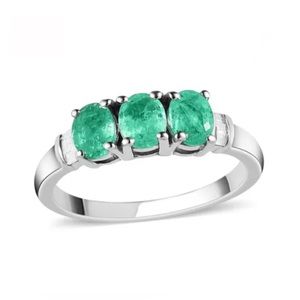 Ethiopian & Diamond Trilogy Ring, Platinum/Sterling Silver 1.10ctw